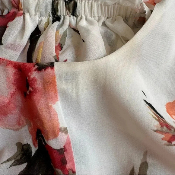 White House Black Market Floral Maxi Dress Chiffon Off the Shoulder Ruffle M NWT - Picture 10 of 10